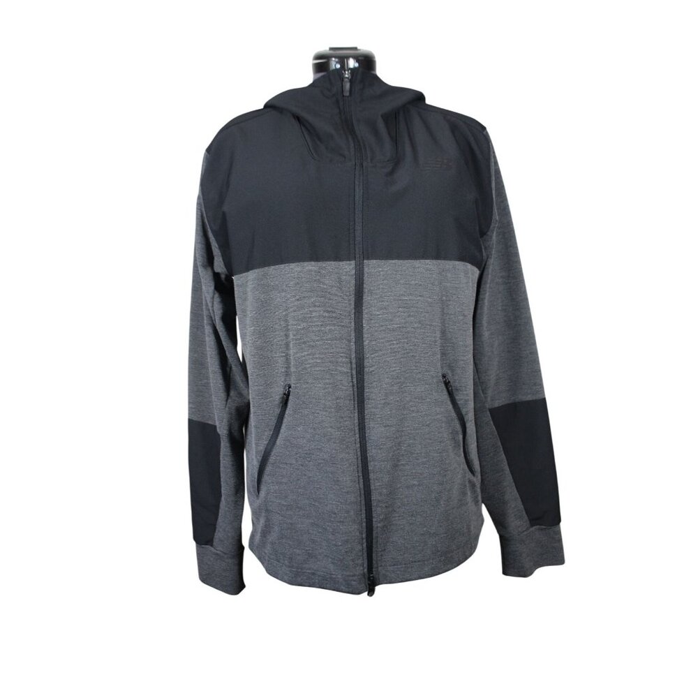 New Balance men's two tone full zip jersey knit performance hooded jacket L
